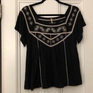 Free people black printed top